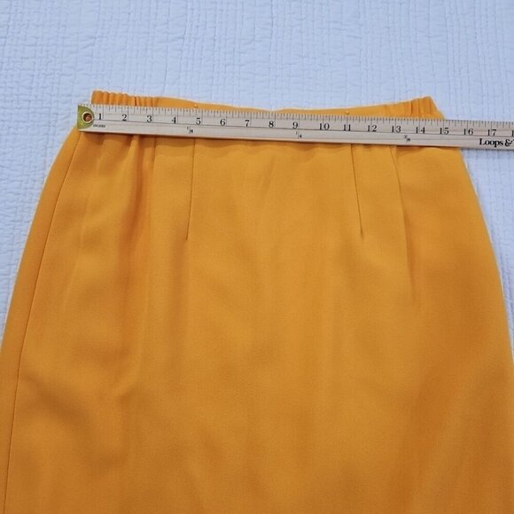 Sara Ann Pencil Dress Women's 12 Golden Yellow Embellished Elastic Waist Zipper - Picture 7 of 12